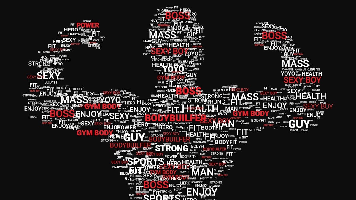a cactus made up of words on a black background